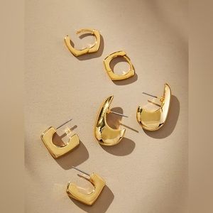 NWT Anthropologie Mod Huggie Earrings Set of Three